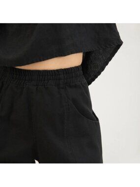 ELIZABETH SUZANN Women's Clyde Work Pull On Pants Cotton Canvas Black